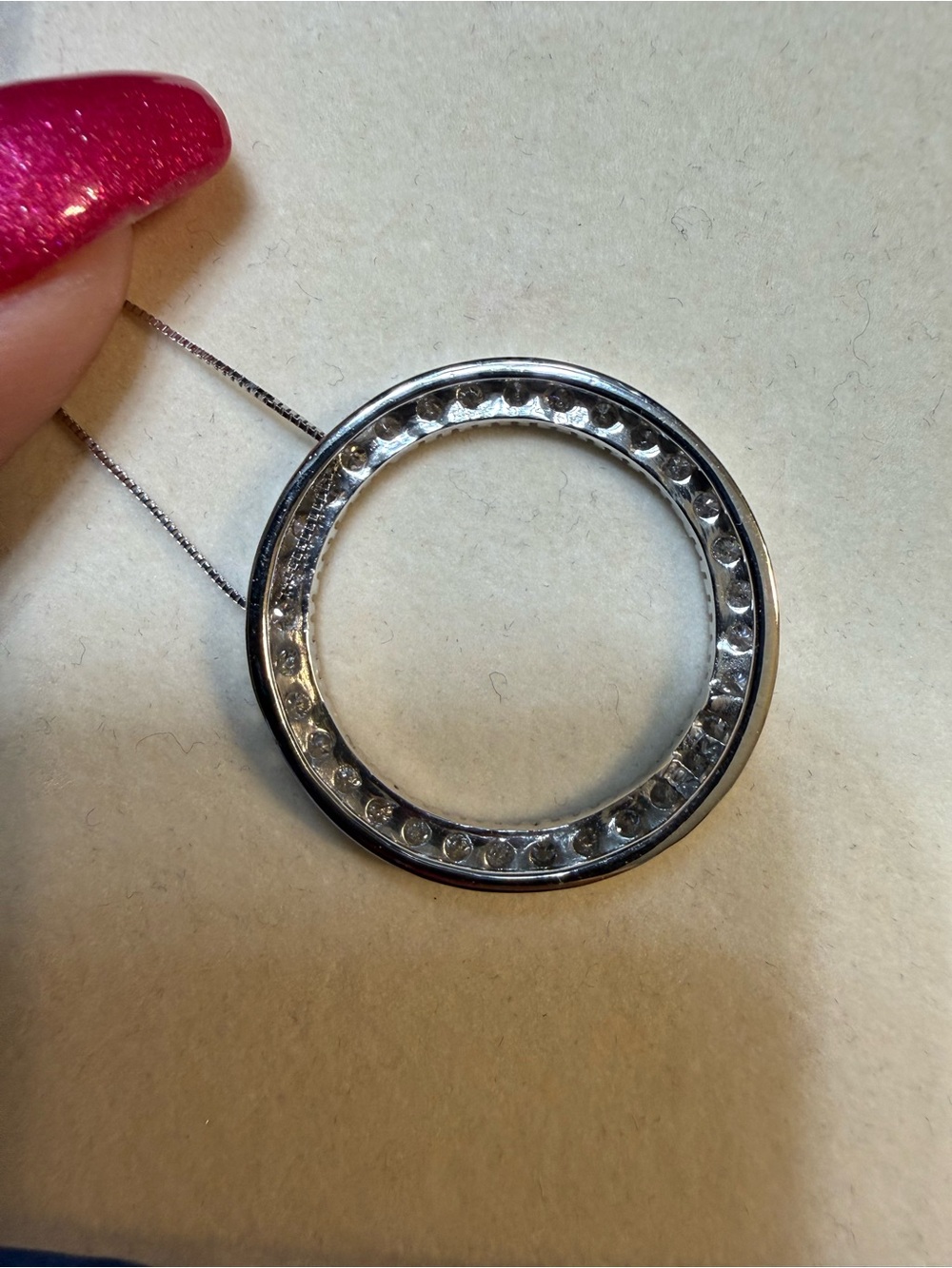Zales 10k Circle Pendant 1 CTW Natural Damond White Gold NIB - Picture 4 of 6